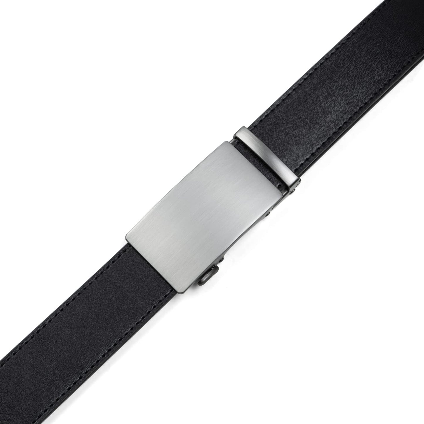 Founders & C Men's Ratchet Belt 1 3/8",Leather Dress Belt Adjustable with Click Sliding Buckle Trim to Exact Fit (Silver Buckle-Black, 28"-42" Waist Adjustable)