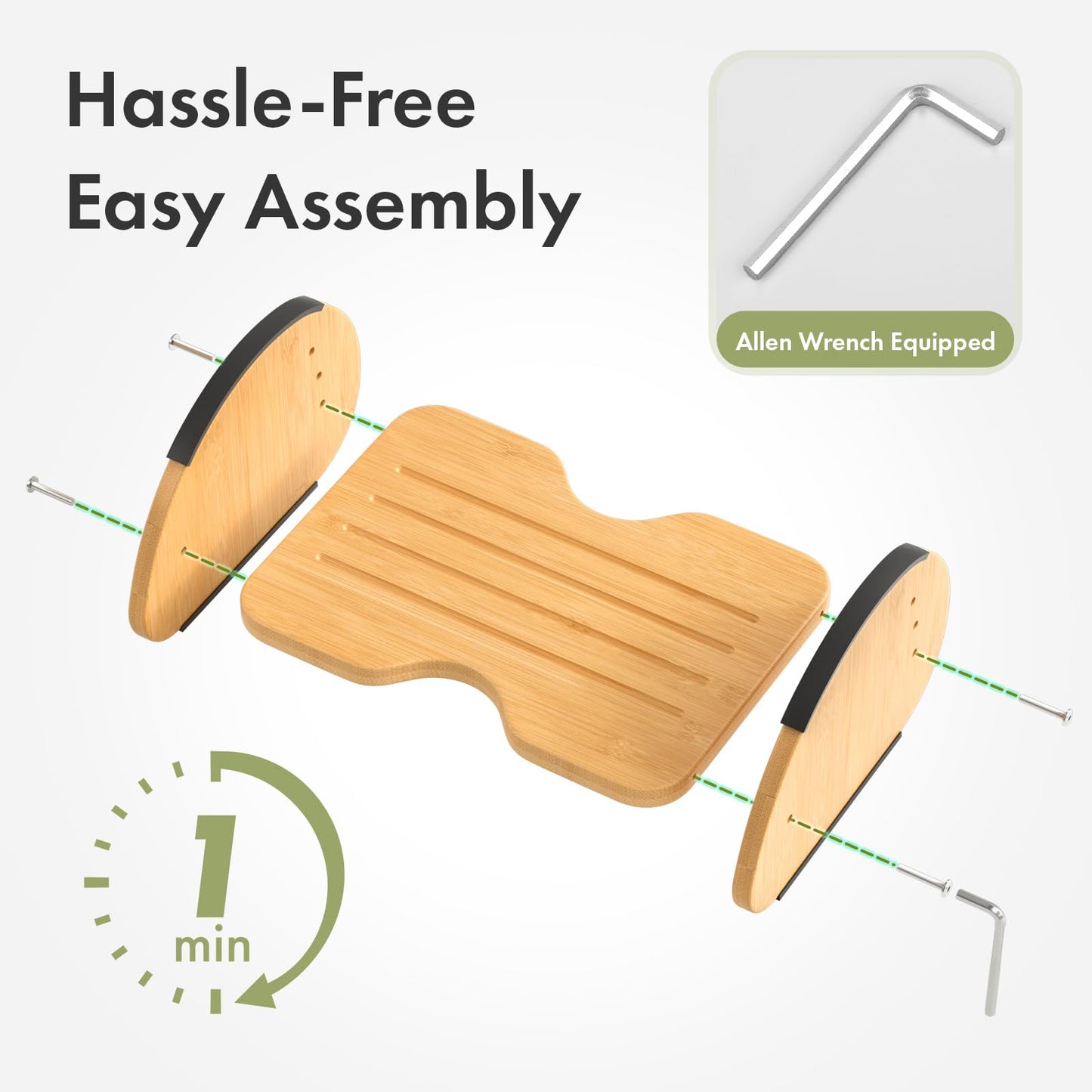 Amazer Bamboo Foot Rest for Under Desk at Work, 2-in-1 Reversible Rocking Footrest Adjustable Foot Stool, Ergonomic Footrest for Under Gaming Desk, Feet Support Leg Footstools for Home Office