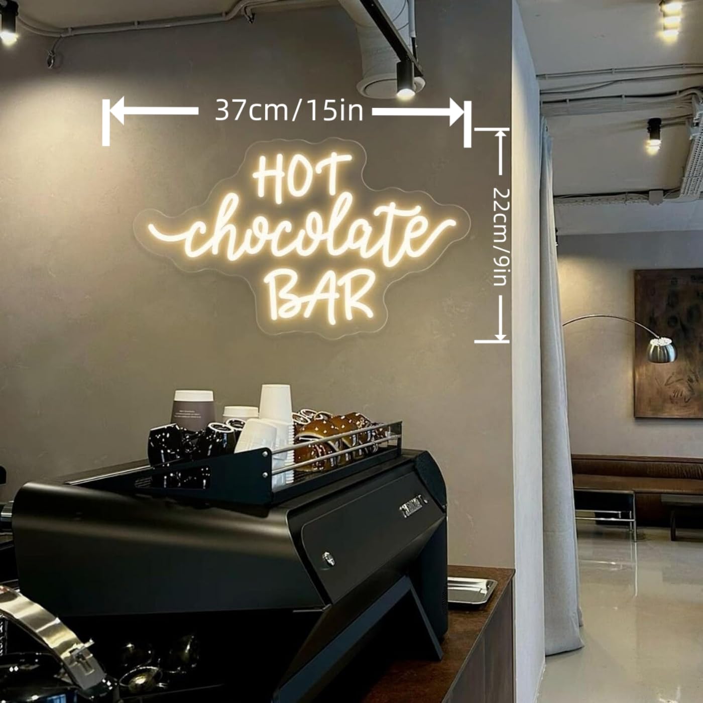 Hot Chocolate Bar Neon Sign, Winter Hot Drink Coffee Bar Christmas Kitchen Home Wall Decor