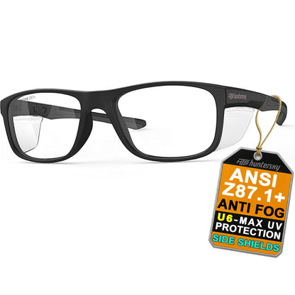 HTS HUNTERSKY P11 Safety work medium Glasses Women Men with Side Shields Z87 Anti Scratch Fog Resistant nurse medical surgical pickleball Indoor sports
