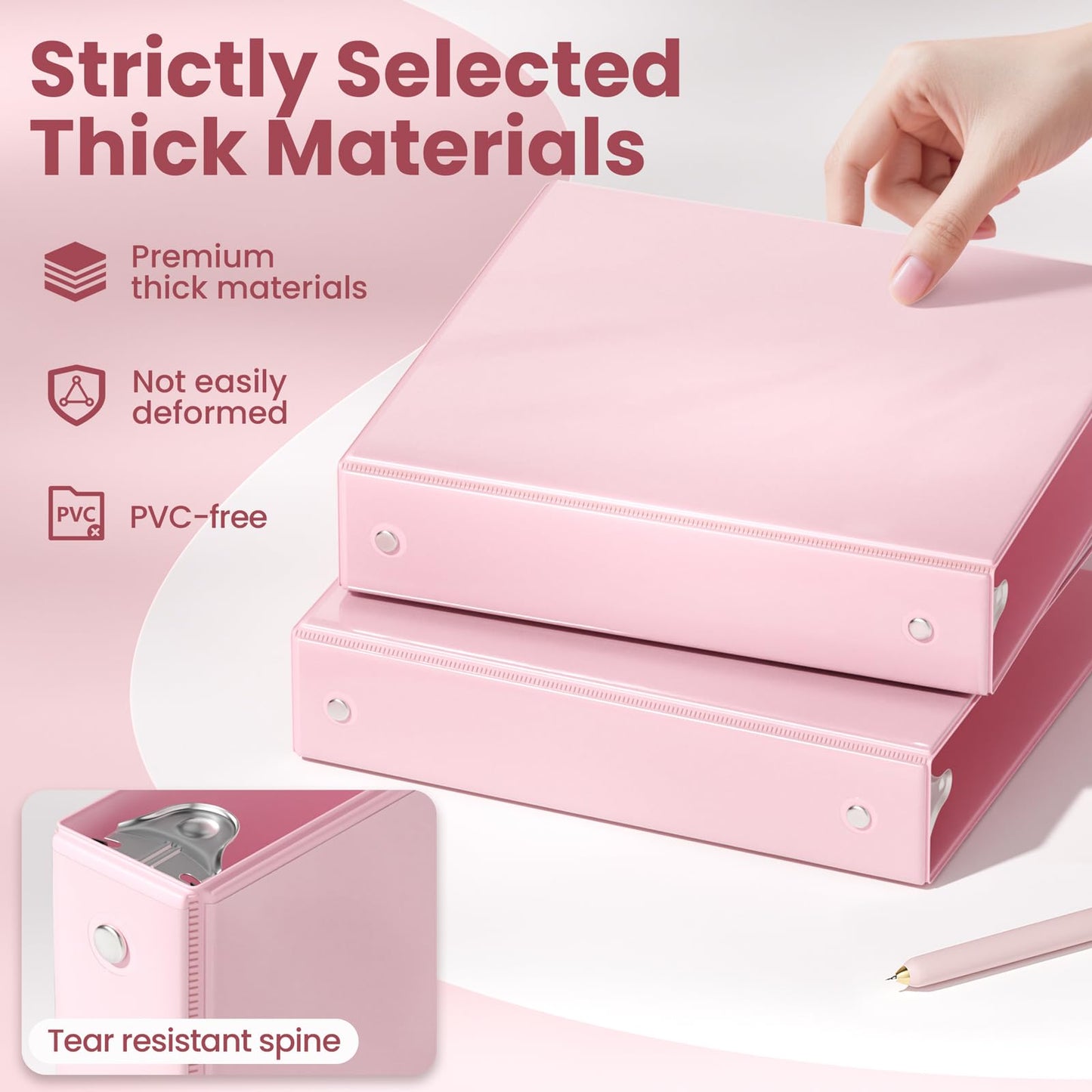 SUNEE 1.5 Inch Binders 3 Ring 4 Pack, Clear View 1 1/2 Inch Binders Three Ring PVC-Free (Fit 8.5x11 Inches) for School or Office Supplies, Assorted Pastel