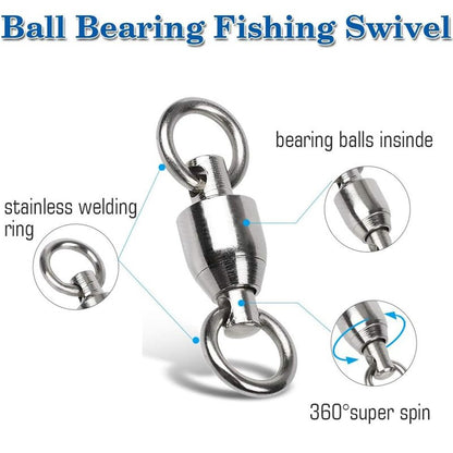 AMYSPORTS Ball Bearing Swivels Connector High Strength Stainless Steel Solid Welded Rings Barrel Swivels Saltwater Freshwater Fishing 25pcs 144lbs