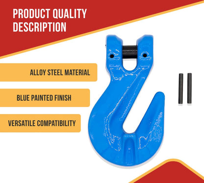 Mytee Products 5/16" Grade 100 Cradle Clevis Grab Hook for Lifting - 5,500 LBS WLL Heavy Duty Tow Chain Hook for Trailer/Truck Transport