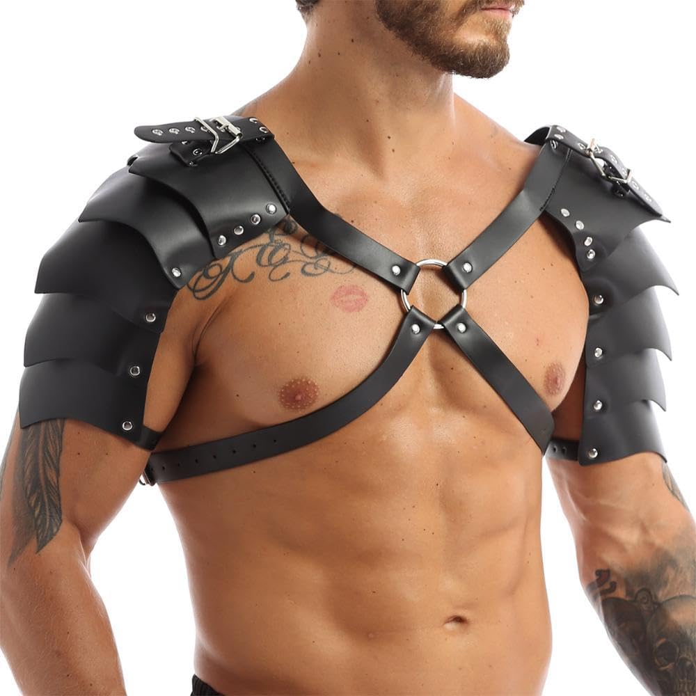 YEMYIQZ PU Leather Harness For Men Adjustable Buckle Body Chest Garter Belt Cosplay Nightclub Sexy Punk Chest Belt Clubwear