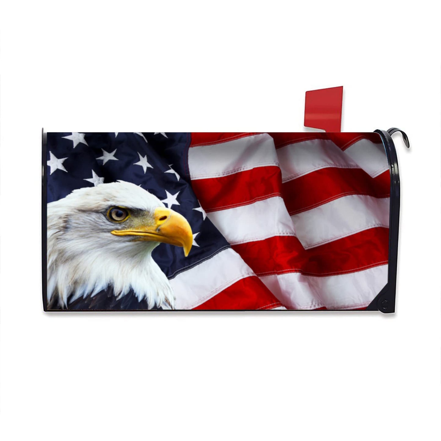 American Flag Bald Eagle Mailbox Cover - Standard Size 18x21 Inch Patriotic Waterproof Wraps for Post Letter Box - Home Garden Yard Decor