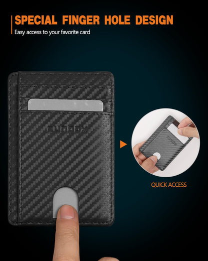 RUNBOX Slim Minimalist Front Pocket RFID Blocking Leather Wallets for Men and Women Gift Box