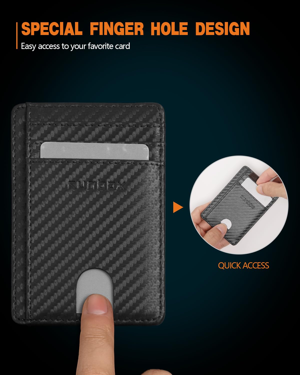 RUNBOX Card Cases Slim Wallet for Men and Women Minimalist Front Pocket RFID Blocking Leather wallets Gifts for men