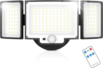 LED Security Lights Motion Sensor,188 LEDs 4200LM Dusk to Dawn Hardwired Flood Lights Outdoor with 3 Modes Remote Control,IP65 Waterproof Motion Sensor Lights, for Garage,Yard,Porch 1 Pack