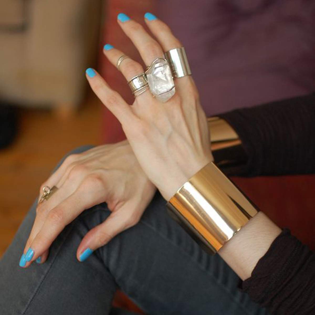 RIOSO 4 Pcs Cuff Bangle Bracelet for Women Open Wide Wire Bracelets Wrist Cuff Wrap Bracelet