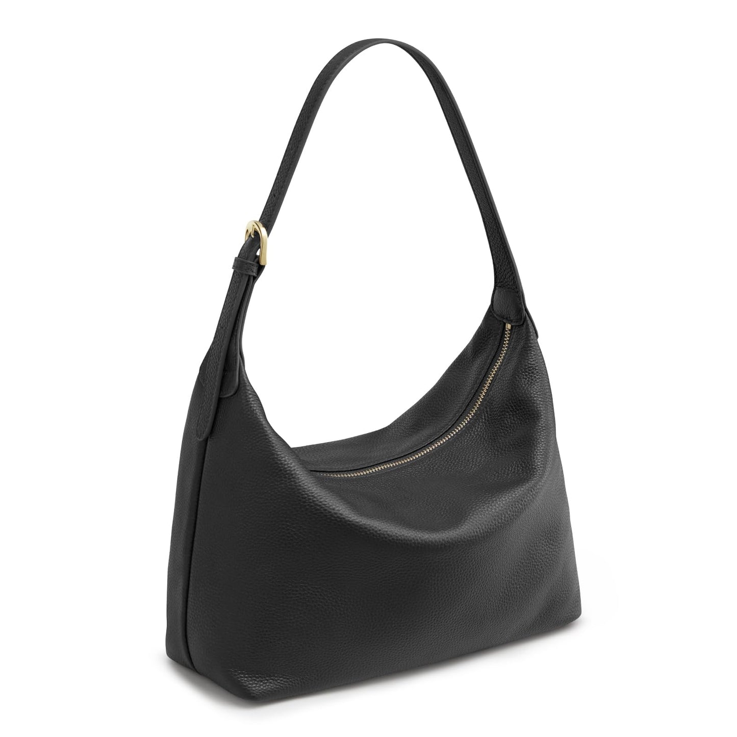 Kattee Meduim Leather Hobo Bags for Women, Soft Genuine Leather Crossbody Handbags Shoulder Purse for Work Casual, Black