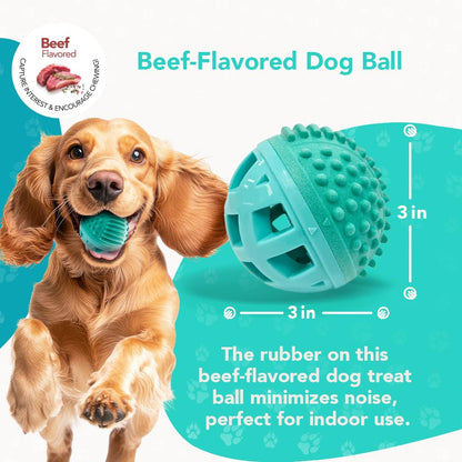 ReThink Pet Treat Dispenser Ball Toy, Beef Flavored Interactive Dispensing, Floatable Dog Toys with Treats