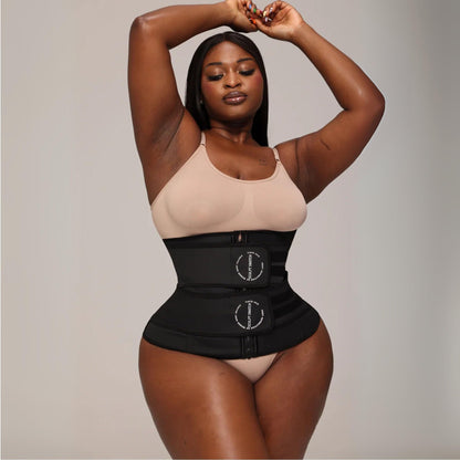 Sculpt Snatch Double Layer Waist Trainer for Women - Tummy Control Belt for Postpartum Weight Loss, Gym & Workout, Abdominal Cincher for Curvy Body, Compression Shapewear(Black,S)