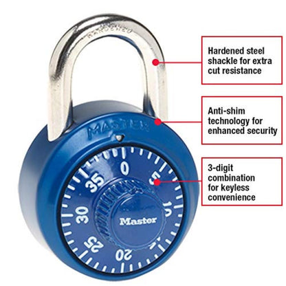 Master Lock 1530DCM School or Gym Locker Lock Combination Padlock, Back to School Essential, Pack of 1 - Colors May Vary