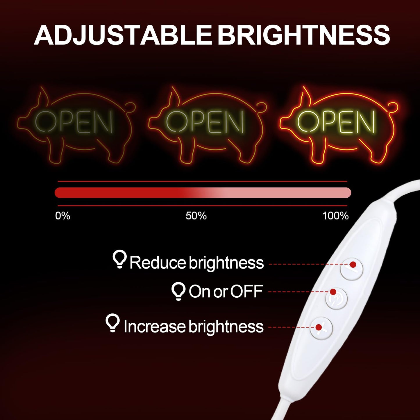 Pig Open Neon Sign, Business Shop lamp Pig Open Led Wall Hanging Custom Restaurant Kitchen BBQ LED Lights Wedding Birthday Party Decor, Business Room Accessories Neon Sign