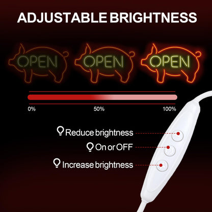 Pig Open Neon Sign, Business Shop lamp Pig Open Led Wall Hanging Custom Restaurant Kitchen BBQ LED Lights Wedding Birthday Party Decor, Business Room Accessories Neon Sign