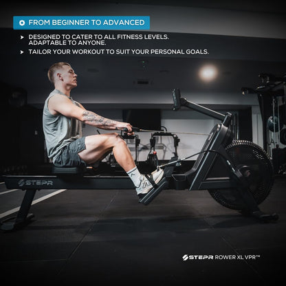 STEPR Rower XL VPR, Air Resistance Rower with Patented VPR Air Resistance Technology, Full-Body Ergometer