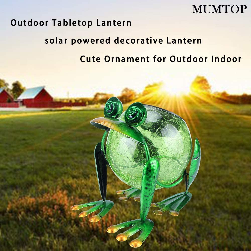 Solar Garden Lantern Waterproof LED Frog Solar Lights Outdoor Decorative Tabletop Lanterns Lamp for Pool Decor and Yard Patio Table Decoration or Mother's Day Gifts