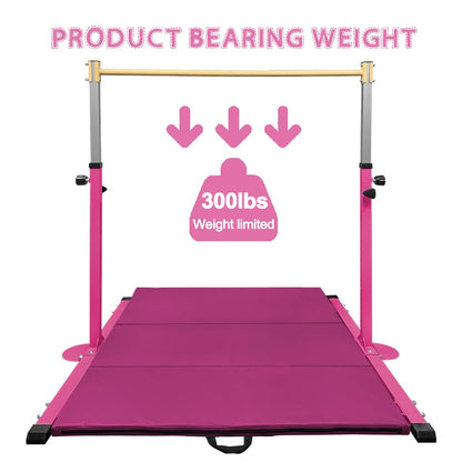 GLANT Gymnastic Kip Bar,Horizontal Bar for Kids Girls Junior,3' to 5' Adjustable Height,Home Gym Equipment,Ideal for Indoor and Home Training,1-4 Levels,300lbs Weight Capacity