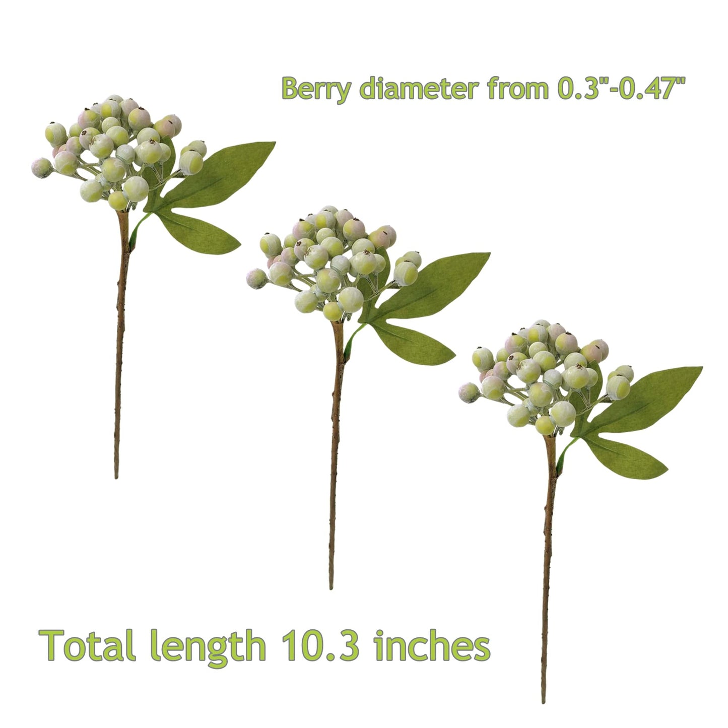 M2cbridge Artificial Berry Stems Christmas Picks Pine Needles Branches Wreath Ornament (Frost Green 12pcs)