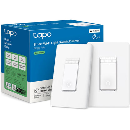 TP-Link Tapo Matter Smart Light Switch: Voice Control w/Siri, Alexa & Google Home | UL Certified | Timer & Schedule | Easy Guided Install | Neutral Wire Required | Single Pole | Tapo S505(2-Pack)