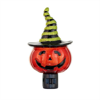 Novelty Lights LED Lamp Pumpkin in Witch Hat Halloween Decoration Night Light with Swivel Plug