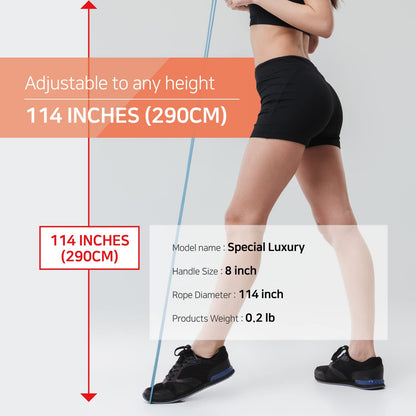 Skipping Jump Rope for Fitness Workout - Light Weight, Adjustable, Tangle Free, Excellent line control for Cardio Boxing, CrossFit, Training Exercise All Ages and Gender ( Special Luxury, KA-220, Made in Korea) (Navy-Yellow)