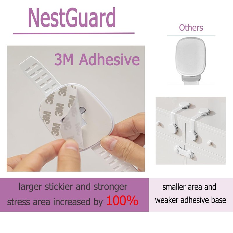 NestGuard No Drill Furniture Anchor, Adjustable Strap, 4 Pack