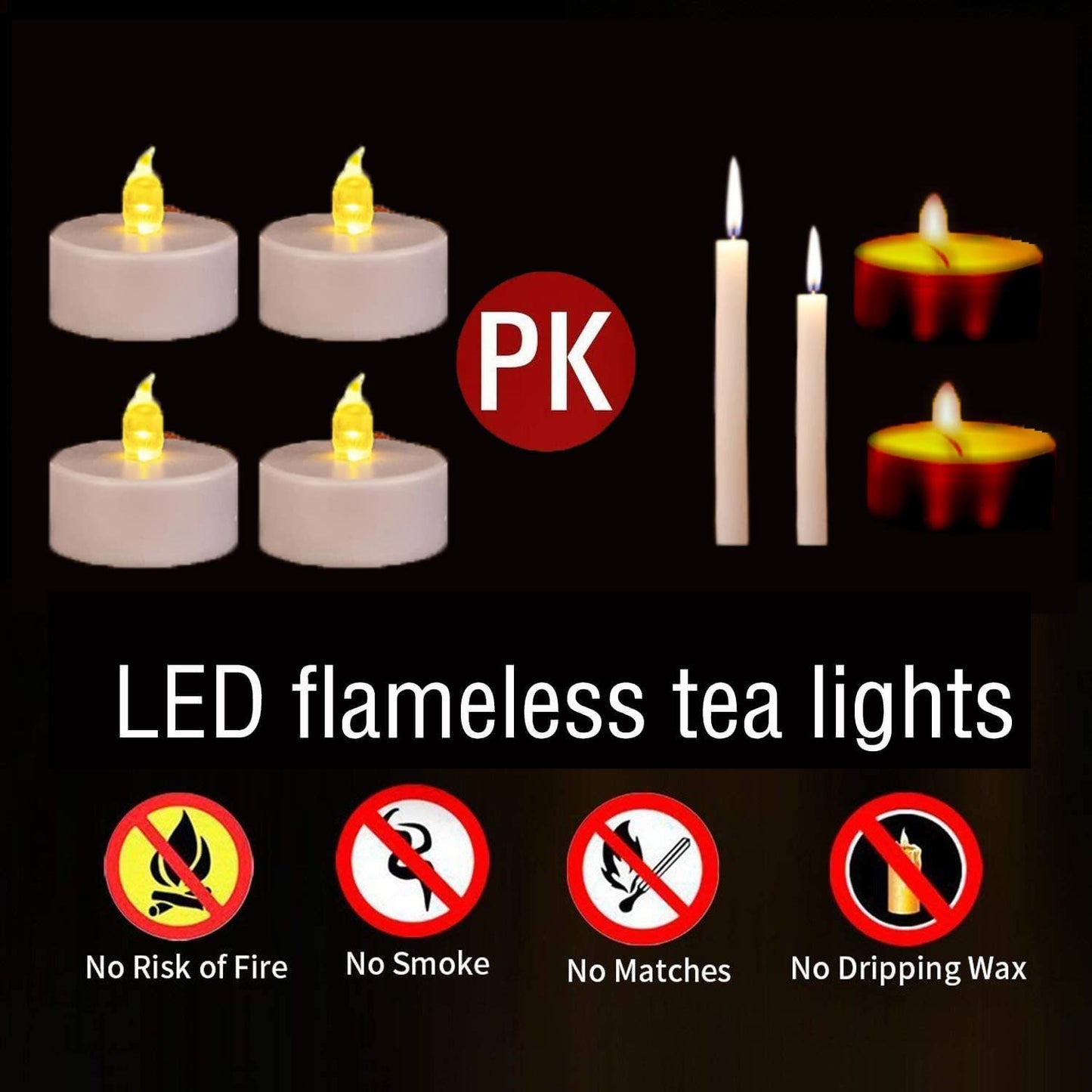 Hanzim LED Tea Lights Candles- 100PACK Warm Yellow Flameless Candles Realistic and Bright Flickering Long Lasting 200Hours for Holiday Celebration,Party,Home Decoration,Battery Operated
