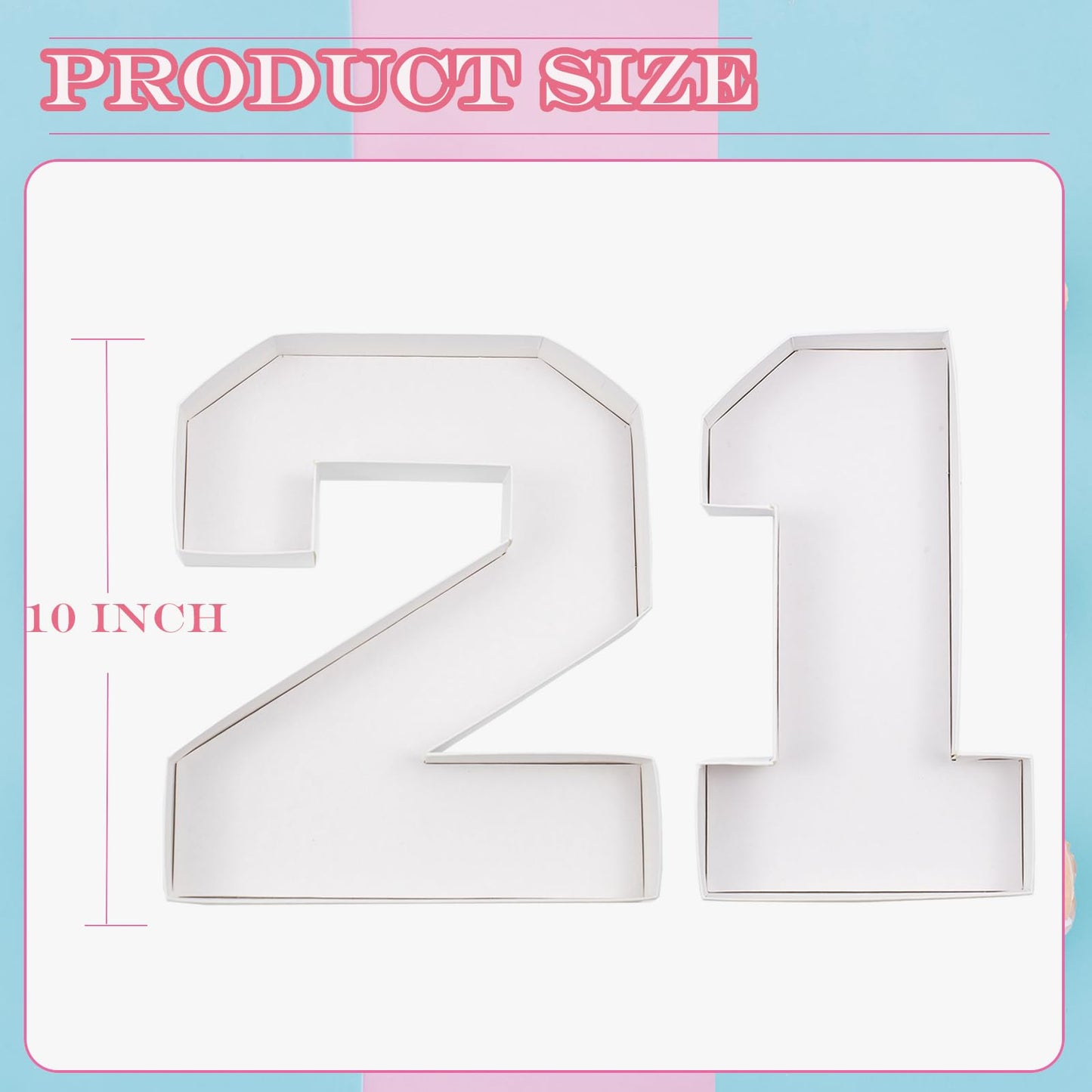 KitChocoLot Cardboard Number for Charcuterie, 10 inch Fillable Charcuterie Number, Number Box 21 for Charcuterie, White Paper Mache Letter Tray for Food Chocolate Candy, Birthday Party Decoration