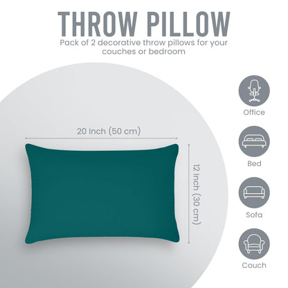 Utopia Bedding Throw Pillows (Pack of 2, White), 12 x 20 Inches Indoor Decorative Pillow Insert for Sofa, Bed and Couch
