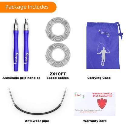 Jump Rope, High Speed Weighted Jump Rope - Premium Quality Tangle-Free - Self-Locking Screw-Free Design - Jump Ropes for Fitness - Skipping Rope for Workout Fitness, Crossfit & Home Exercises