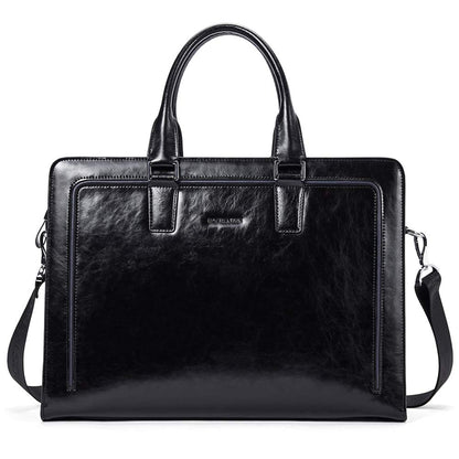 BOSTANTEN Women Genuine Leather Briefcase Tote Business Vintage Handbags 15.6" Laptop Shoulder Bag Black