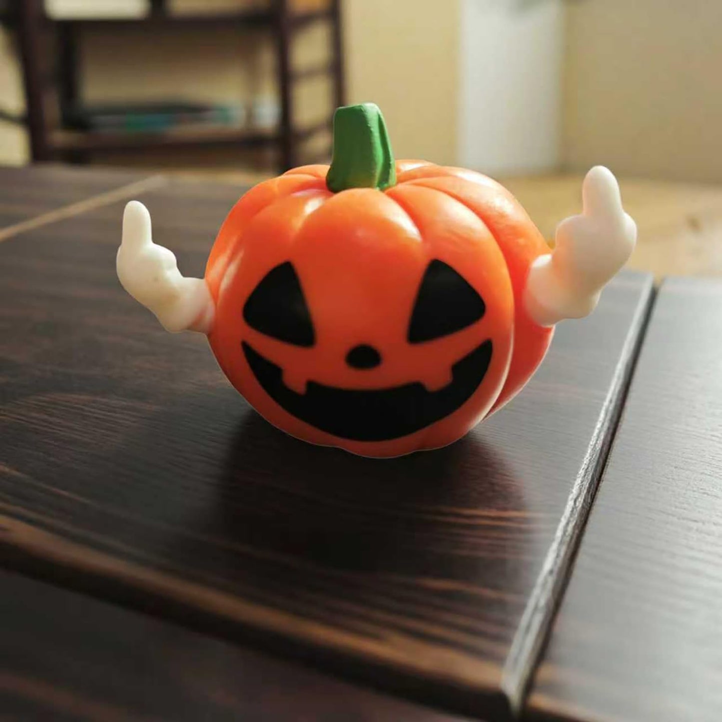 BHOOKA Halloween Pumpkin Figurine Funny Ghost Statue for Gift Resin Ghost Sculpture Halloween Tiered Tray Desk Ornaments Decor Spooky Middle Finger Statue for Home Decorations Supplies