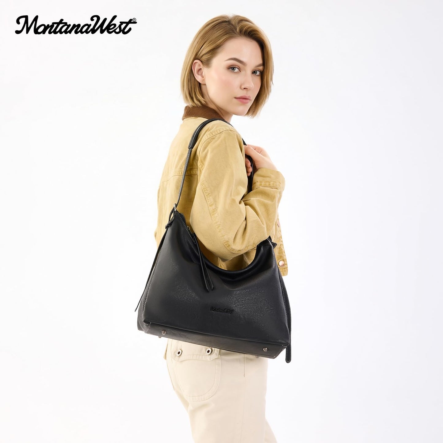 Montana West Hobo Bags for Women Slouchy Shoulder Purse Pocketbook Crossbody Ladies Handbags for Everyday MWC-HB-641BK