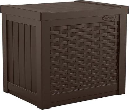 Suncast 2 Pack 22-Gallon Small Deck Box - Lightweight Resin Storage Container and Seat for Patio Cushions and Gardening Tools - Store Items on Patio, Garage, 22.5"L x 17"W x 22.5"H, Yard - Java Brown