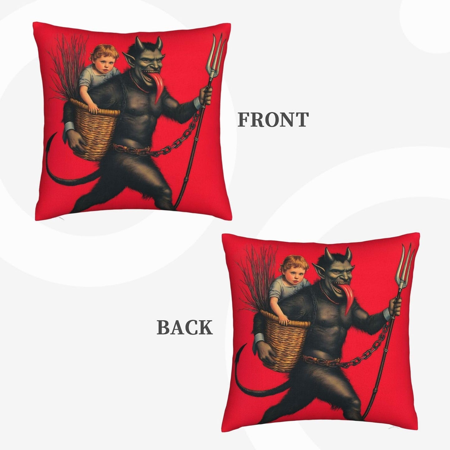 Yaateeh Krampus Christmas Folklore Red Throw Pillow Covers Decorative 18x18 Inch Pillowcase Square Cushion Cases for Home Sofa Bedroom Livingroom