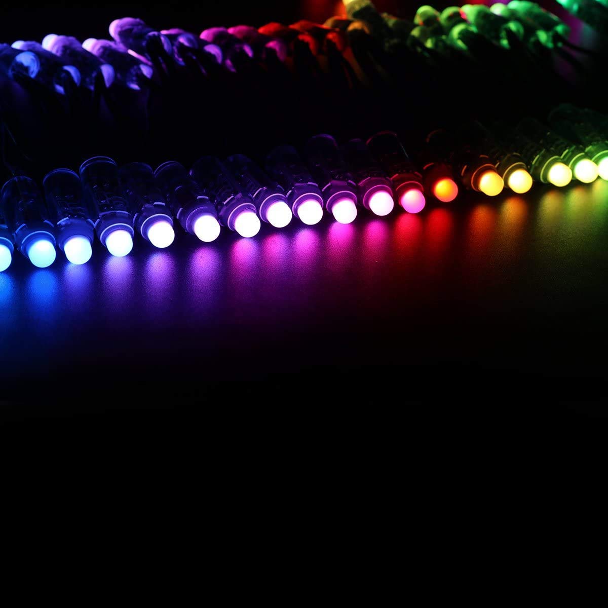 WESIRI WS2811 Diffused Digital RGB LED Pixel Lights Individually Addressable Round DIY LED Pixels Module IP68 Waterproof Black Wire DC12V 50pcs/Set
