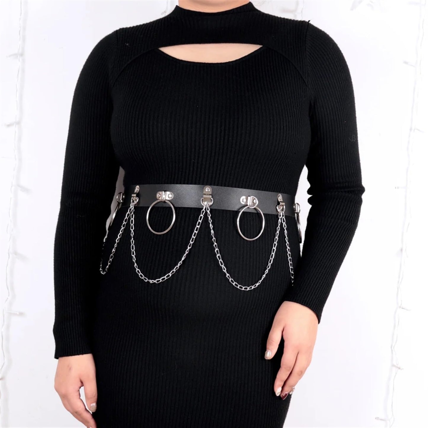 LYJZYXGS Plus Size Women Fashion Leather Harness Waist Belt Studded Decor Decorative Harness Straps Suspenders For Women Gothic Clothing, Adjustable, Stylea