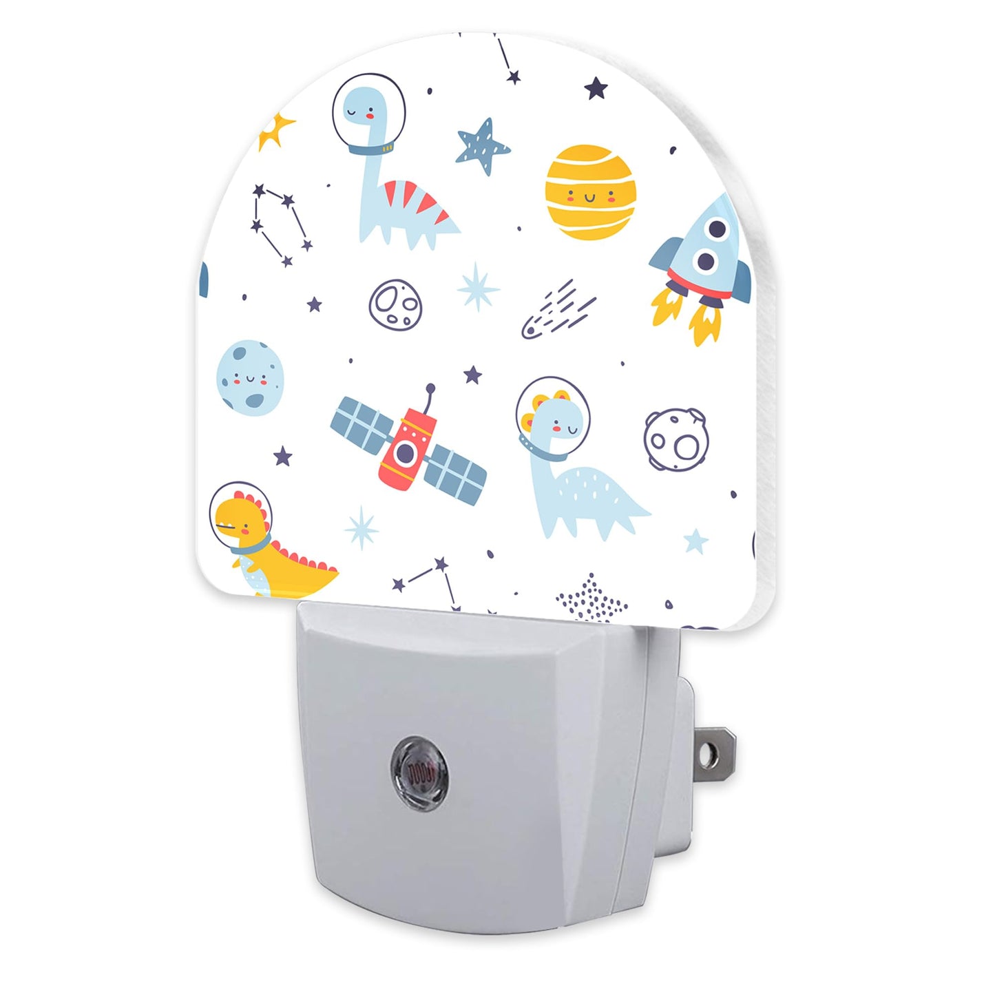 sndheke Cute Dino Astronauts Night Light, Cosmic Galaxy Dinosaurs Dusk to Dawn Night Light Plug in,0.5w Energy Saving Sleep Friendly NightLight for Kids Boys Girls Home Decor