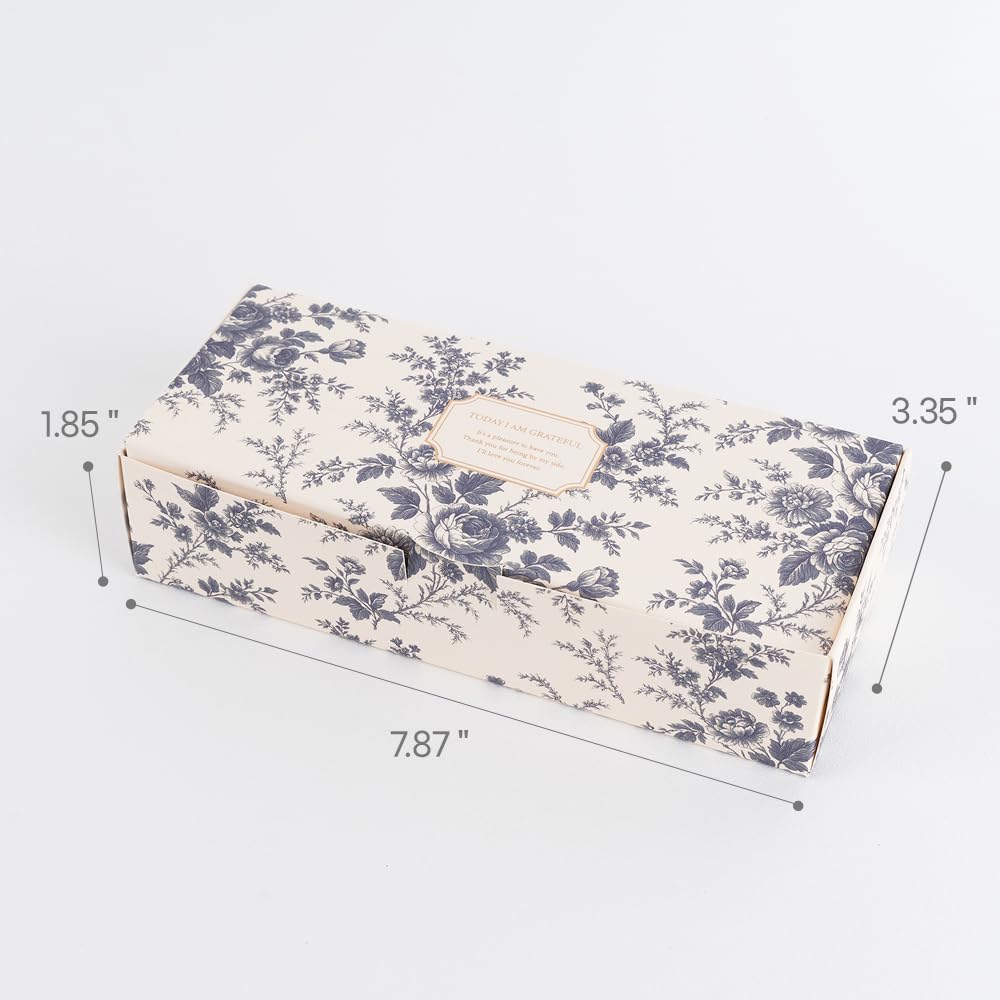 MUNID Rose-Pattern Rectangular Gift Box - Small, 5 pieces, 3 options, 7.87 x 3.34 x 1.85 inches (L x W x H) (BLUE)