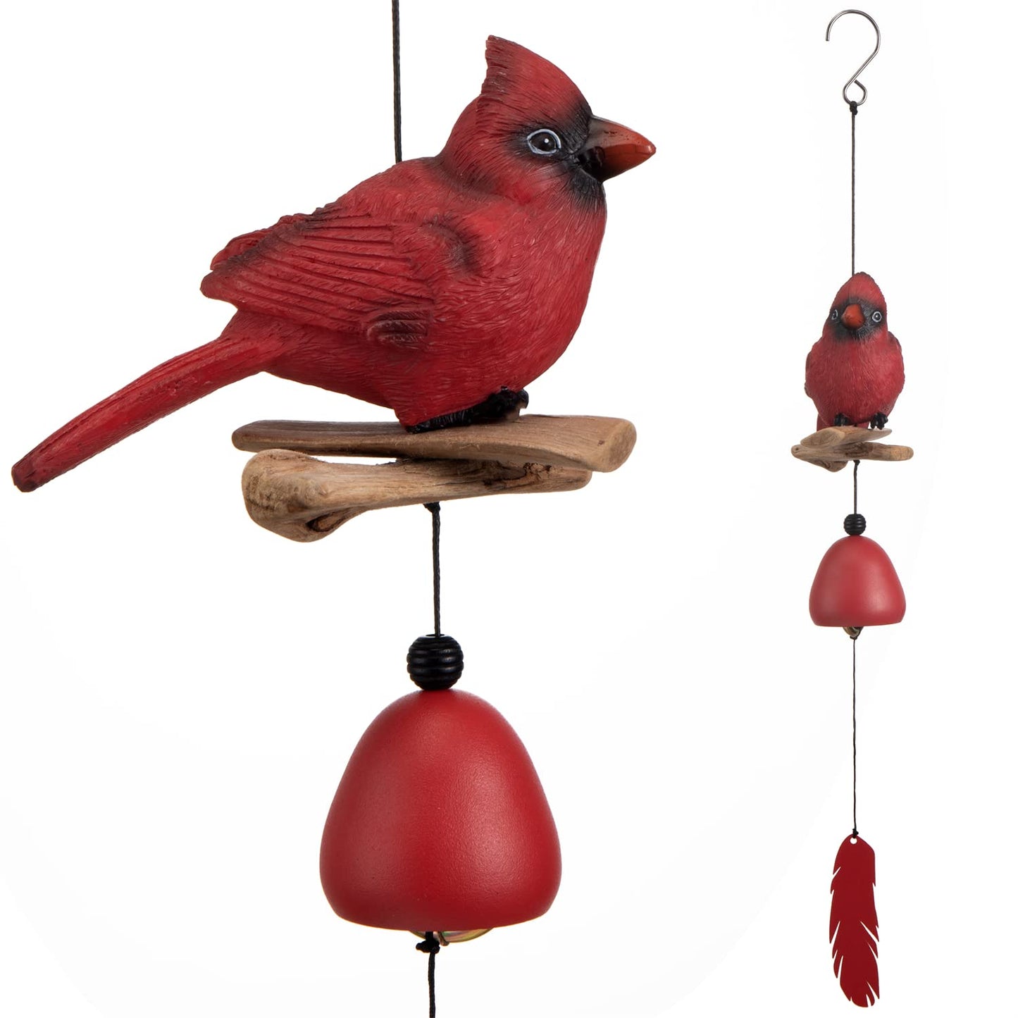 Gardenvy Cardinal Bird Wind Chime, Cardinal Gifts for Glory Mother’s Love Gift, Bird Bell Chimes for Garden Backyard Church Hanging Decor, Red