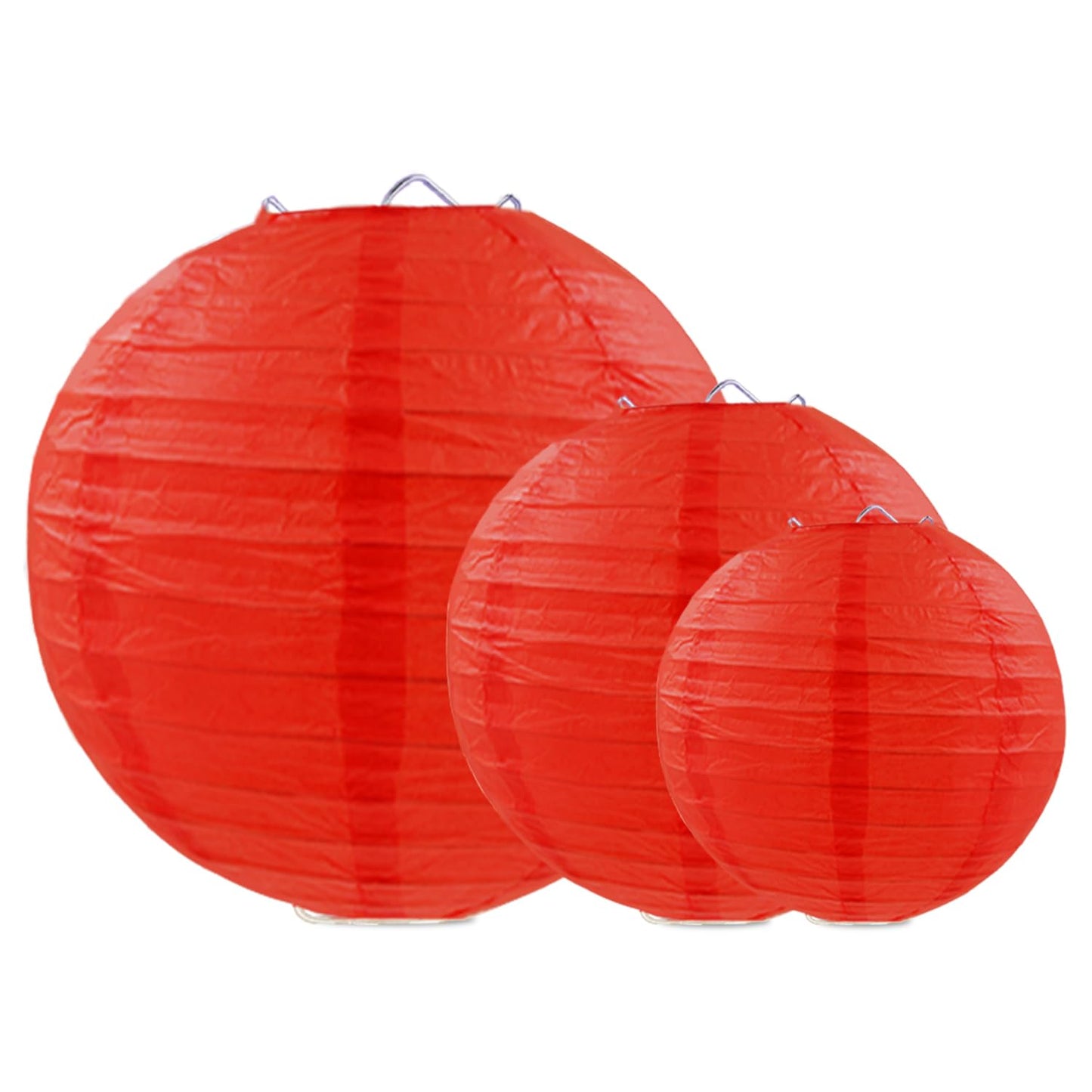 FUGUIR Red Paper Lanterns Round Hanging Paper Lanterns Decorations for Birthday Wedding Baby Bridal Shower Christmas Home Party Decoration (12 PCS)
