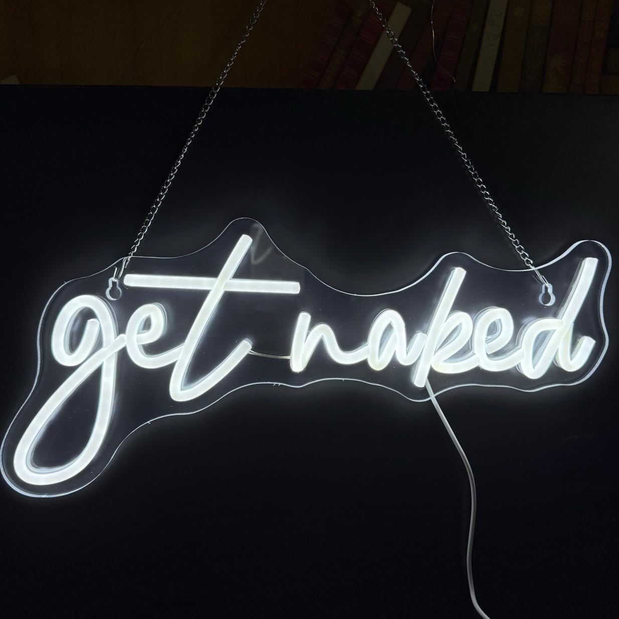QiaoFei Led Get Naked Neon Sign Letters USB Powered Neon Lights for Room Home Bar Art Wall Decor Party Window Living Room Decor Christmas Gift (White)