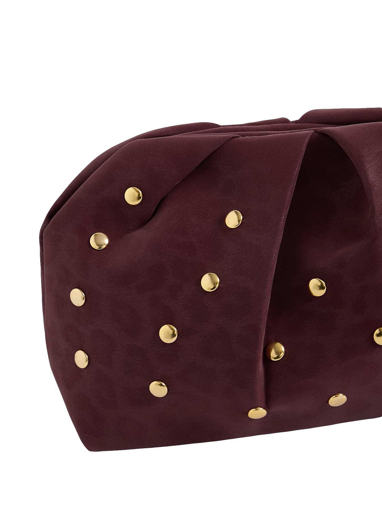 QWINEE Women's Elegant Studded Clutch Bag Magnet Ruched Bags Retro Vintage Evening Handbag Burgundy Leopard One Size