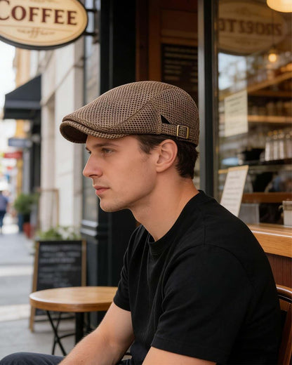Men's Flat Caps - Adjustable Breathable Mesh Newsboy Beret | 2-Pack Irish Cabbie Hats