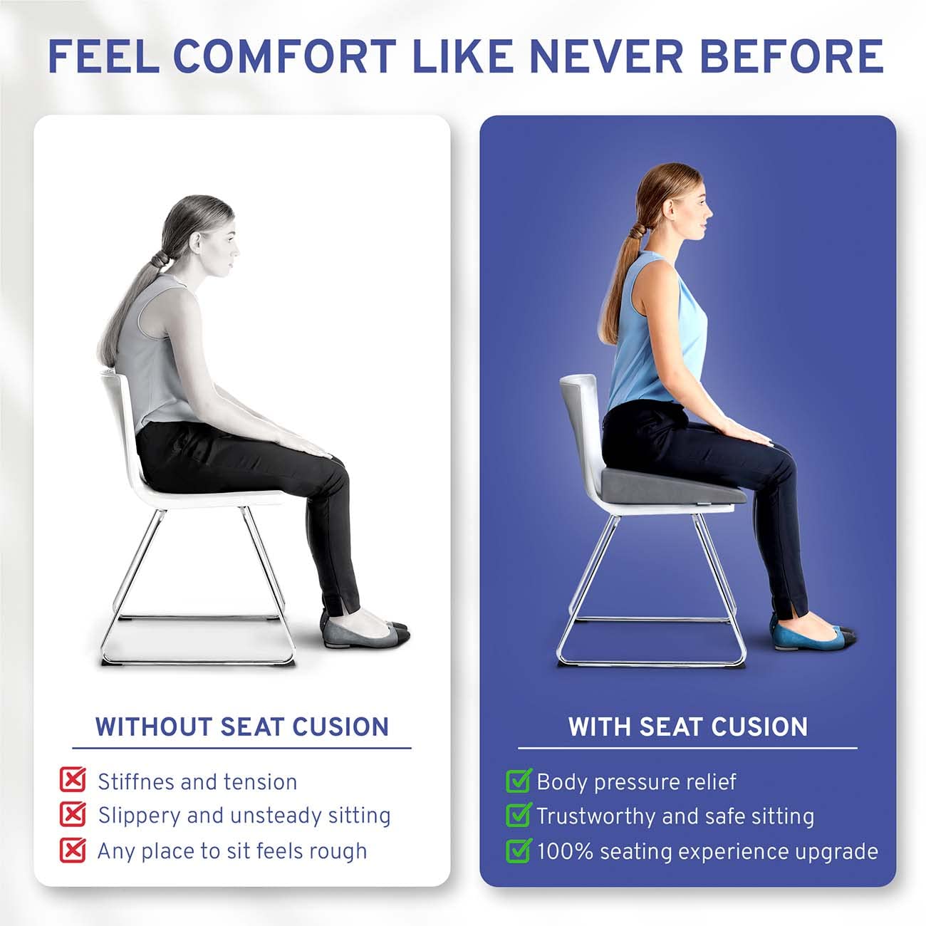Wedge Car Height Booster Seat Cushion - Office Chair Cushion - Memory Foam Tailbone Pain Relief Cushion for Driving, Office, Gaming Chair - Orthopedic Lower Back, Tailbone, Coccyx, HIPS Support