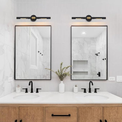 Modern Picture Light 24 inches Brushed Brass Gold Black Wall Sconce with Knurled Texture Cylinder Metal Shades Rotatable 360°Indoor Wall Lighting Fixture for Bathroom Vanity Lights Bedroom