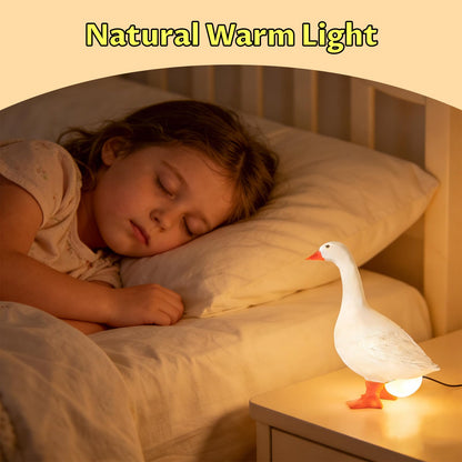 OVIDOLY 7 inches Desk Goose Egg Lamp Funny Goose Egg Resin Night Light Lifelike Table Lamp with USB Christmas Birthday Gifts (Desk Goose)