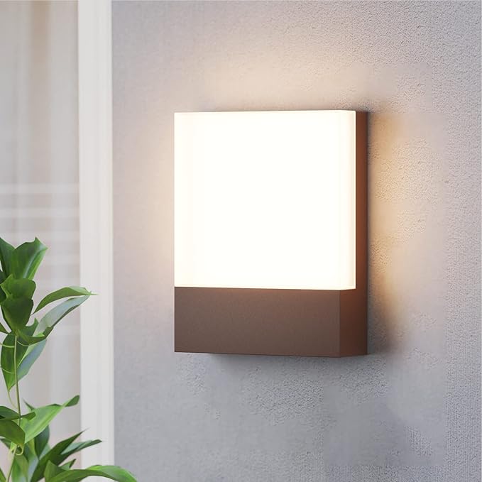 1-Pack Modern Outdoor LED Wall Light,24W 3000K Wall Porch&Patio Light,IP65 Led Exterior Wall Lights Fixtures,Low Profile Wall Sconce for House Yard Garage Walkway Garden(Rust Red)