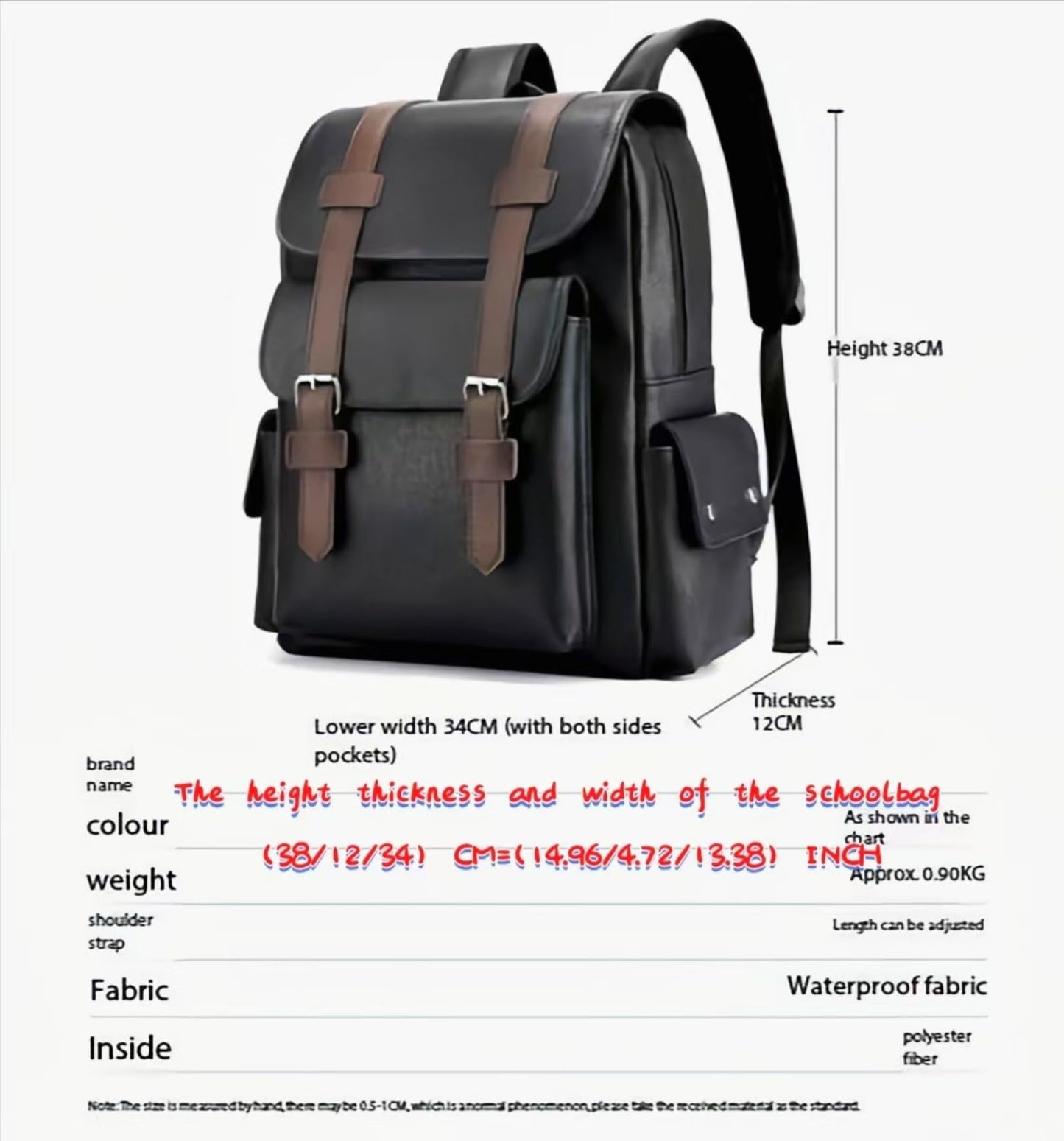 CYLYWJD Business Men and Women PU Leather Backpack 15.6inch Laptop Waterproof Backpack Travel Commuter Lightweight schoolbag (Black backpack9,Medium)